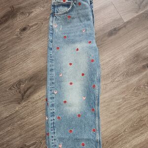 We The Free Blue Jeans with Red Heart Accents